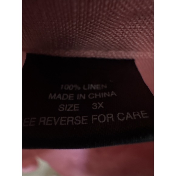 Finity Women Top Blouse Size 3X 100% Linen Peach Collared Long Sleeve Buttons - Picture 2 of 8